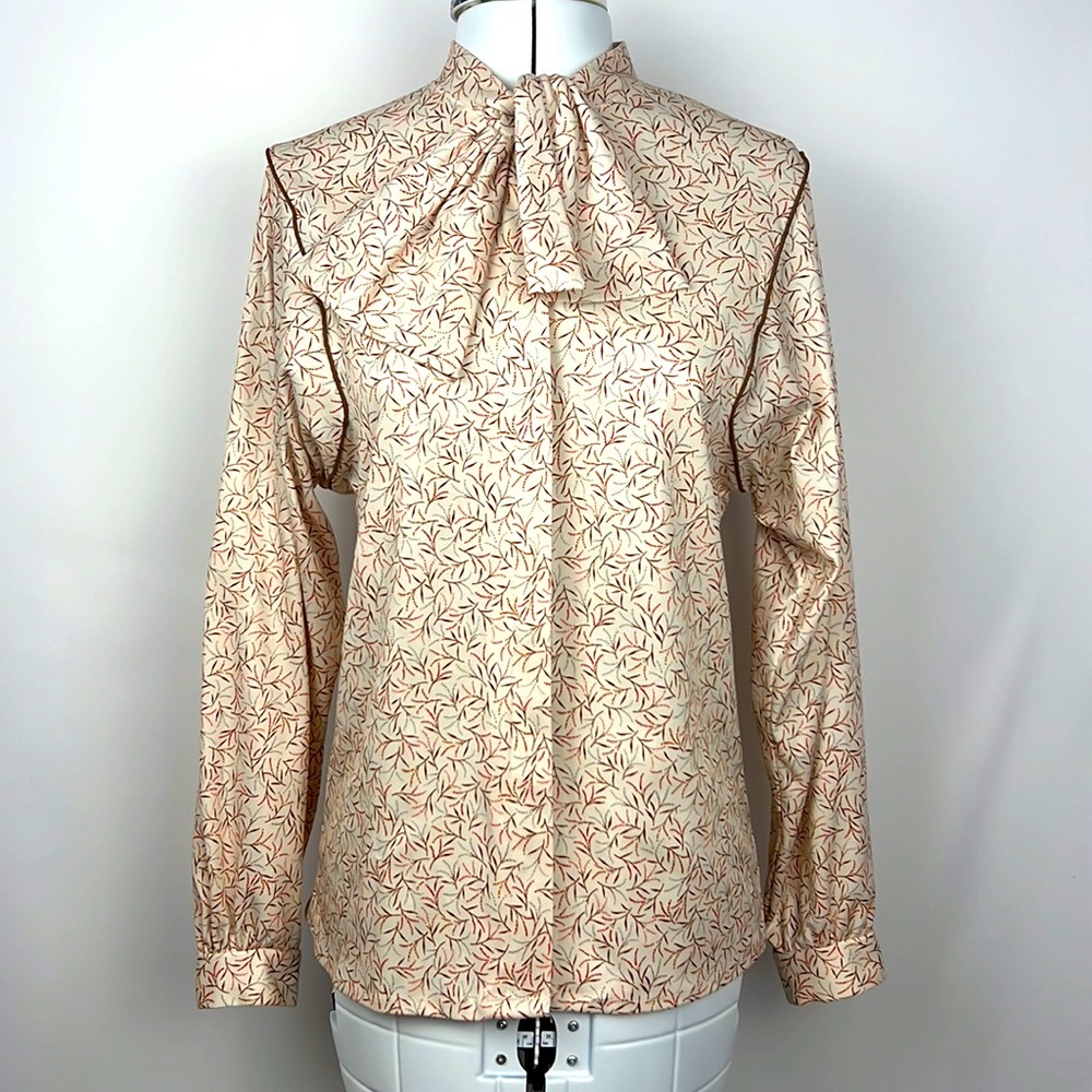 Vintage Eccobay Scarf Neck Button Up Top Size M